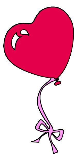 The image shows a red heart with an eye on it floating against a black background next to what appears to be a balloon string in purple hues.