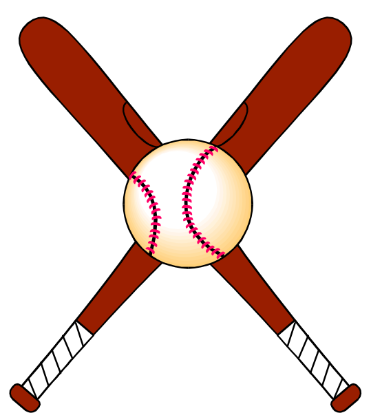 The image shows a baseball bat with two bats crossed behind it forming an 'x' shape over a white ball that is in motion towards them; there appears to be no player present at this moment of action, and the setting suggests a sports-related theme or activity.
