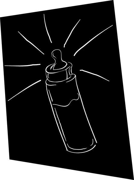 The black and white photo shows a bottle with an unlit candle inside it on top of what appears to be a table in front of a window that has light shining through its glass panes onto the wall behind, creating shadows from objects outside the frame.