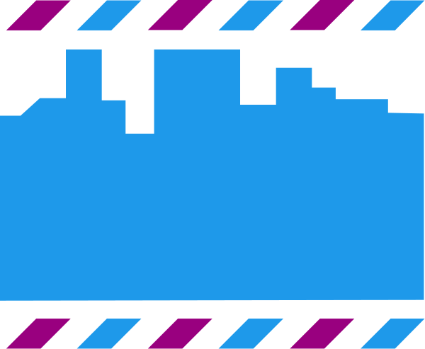 The image shows a pixelated representation of an electronic device with blue bars on its screen displaying what appears to be binary code against a purple background within a black border that resembles a barcode pattern.
