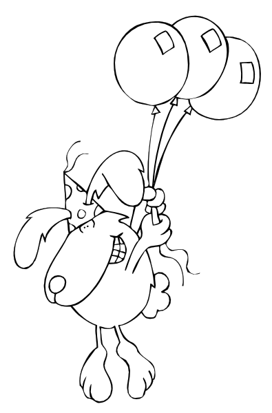 The black and white cartoon features a rabbit holding two balloons with faces on them while standing next to another bunny who is also carrying three more identical balloons in its mouth.