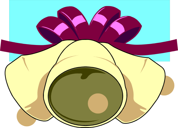 The image shows a cartoon of an alien with green skin wearing a red bow tie on its head, standing next to what appears to be a gift box adorned in blue ribbon.