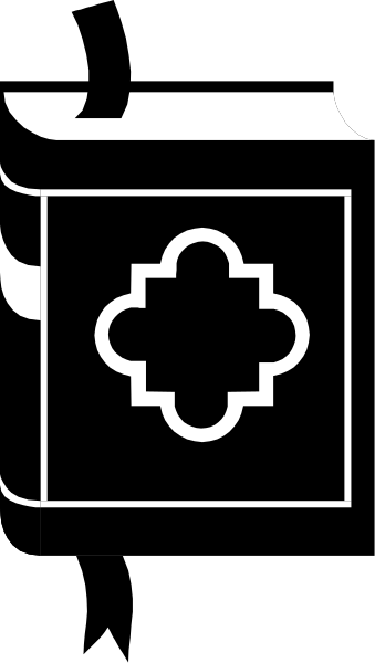 The image shows a black and white photo of an open book with pages visible on both sides; it is placed against a dark background that appears to be solid in color without any distinguishable features.