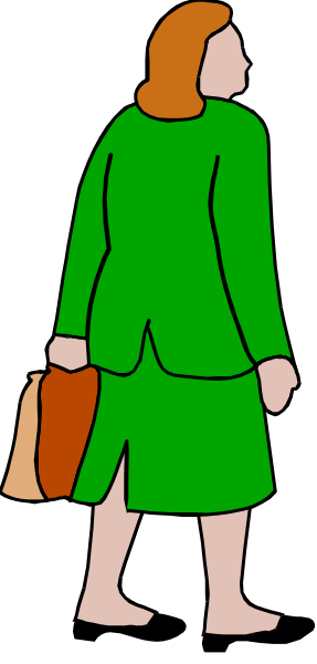 The image shows a woman walking down an alleyway with her head turned to look back over her shoulder while carrying a handbag in one arm; she is wearing heels and has short hair.