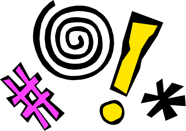 The image shows a black background with various colorful shapes that resemble musical notes scattered across it.