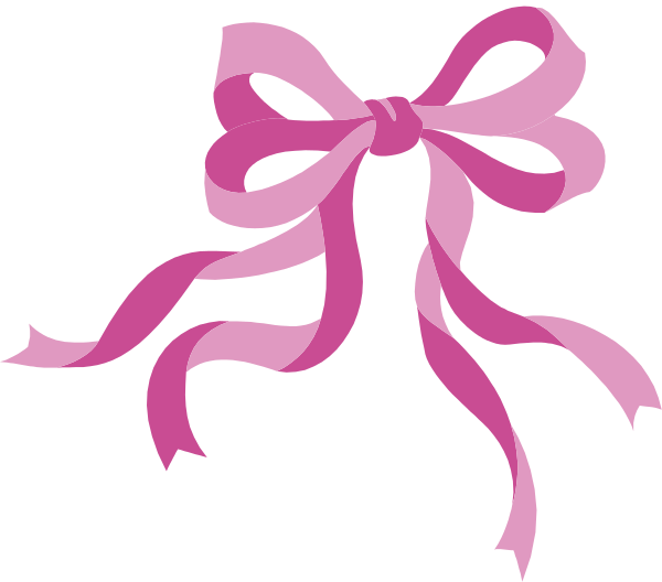 The image shows a pink bow with ribbons tied together against a black background.