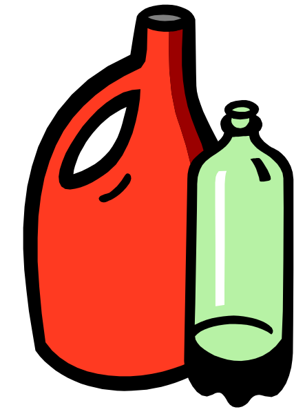 The image shows a red bottle on top of another green bottle with an orange handle next to them against a black background.
