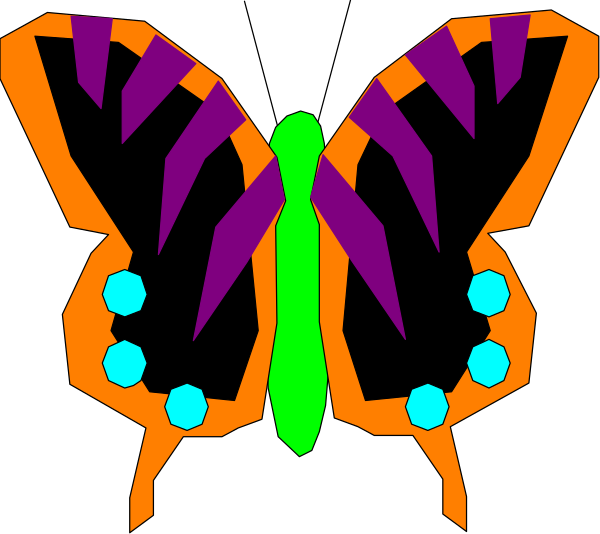 The image shows a black background with white lines forming an abstract design that resembles stylized wings on either side of what appears to be a central shape; there is no text present in this clip-art image, and it does not depict any objects or actions related to people, animals, or specific settings.