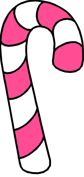 The image shows a candy cane with pink stripes on it against a black background.