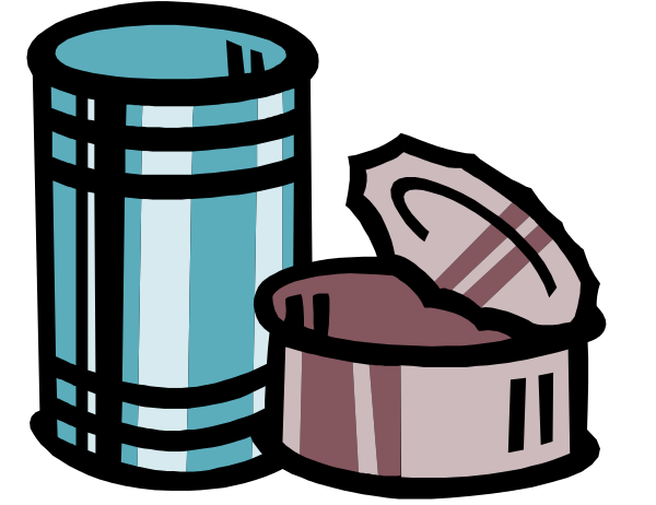 The image shows a black and white illustration of two cylindrical containers with lids on top next to each other against a dark background; there is also an open container in front that appears empty but has its lid off, suggesting it was recently used for something like toothpaste or cream cheese.