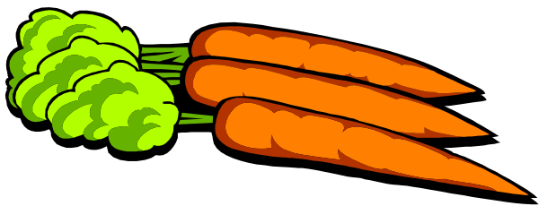 The image shows a cartoon depiction of three carrots with flames on them flying through space next to an alien-like figure that appears to be green in color.