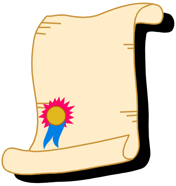 The image shows a scroll with an emblem on it placed next to another identical scroll without any embellishments.