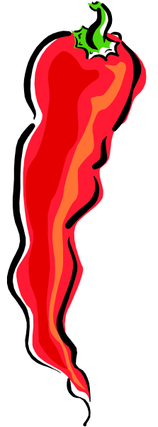 The image shows a red chili pepper with green stem on top of it against black background.