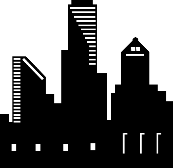The black and white pixelated graphic shows a simple scene with two vertical bars on either side of what appears to be an abstract representation resembling a person in between them at the bottom center.