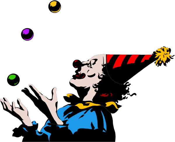 The image shows a cartoon of Pennywise from "It" blowing bubbles with candy inside them while holding his hat in one hand.