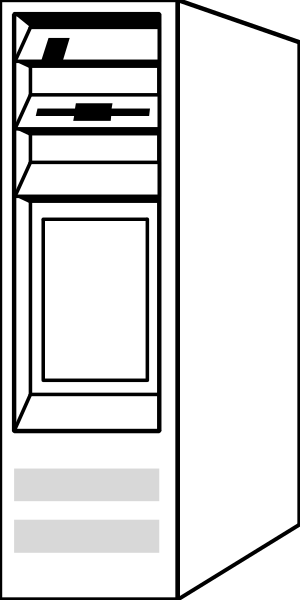 The image shows a computer tower with its side panel removed to reveal internal components such as fans and possibly hard drives or other storage devices.
