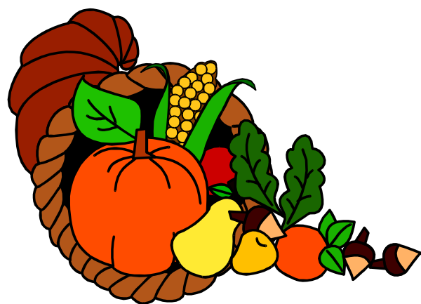 The image shows a colorful autumn harvest scene with various fruits and vegetables such as pumpkins, corn on the cob, leaves in fall hues of orange, yellow, red, green, blue, purple, white, black, brown, gray, pink, beige, cream cheese, strawberry jam, peanut butter, jelly beans, marshmallows, and a basket.