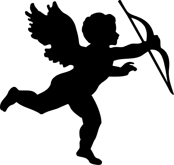The black and white silhouette of a person with their arms outstretched against an unidentified background.