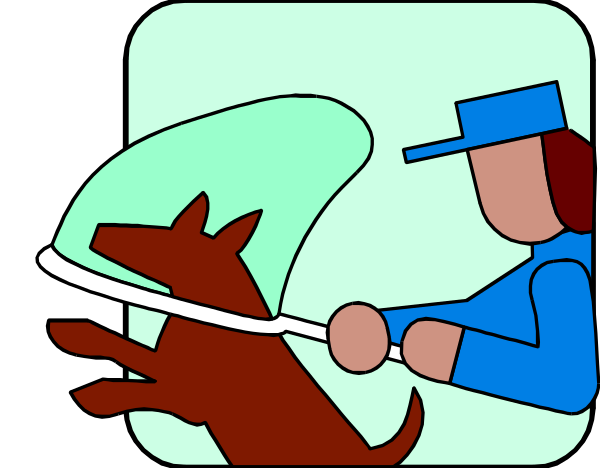 The image shows a cartoon of an animal control officer holding onto a dog with its leash while standing inside what appears to be a vehicle that is driving down a street at nighttime.