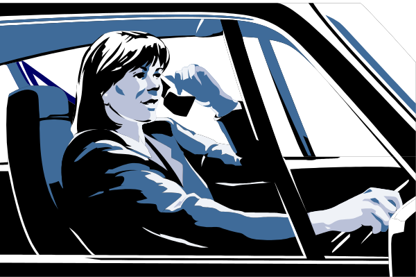 The image depicts a woman driving a car at night with her hand on the steering wheel while looking to the side of the road.