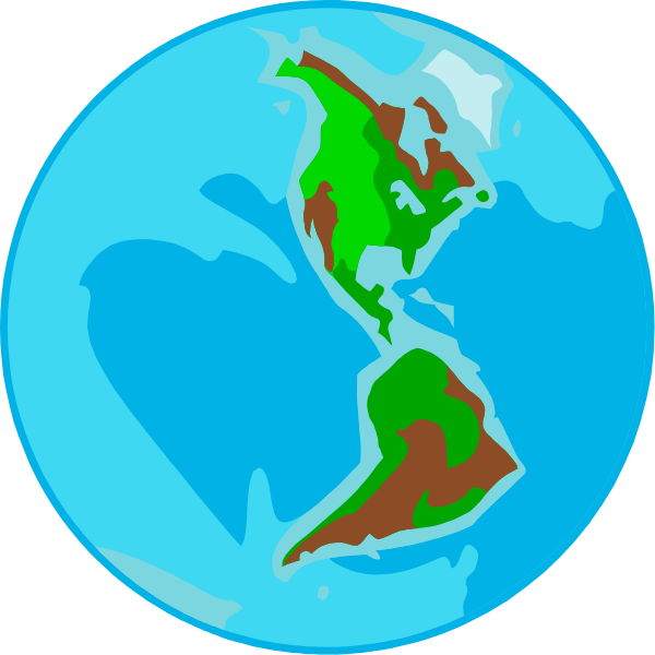 The image shows two stylized representations of Earth with a focus on North America; each depiction is colored differently: blue for one globe showing landmasses in shades of green and brown, while red indicates water bodies, and white for another globe highlighting South American countries like Brazil and Argentina.