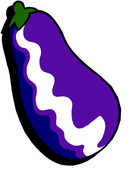 The image shows a purple eggplant with green stem on it against a black background.
