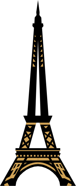 The Eiffel Tower with a black background on left side of photo.
