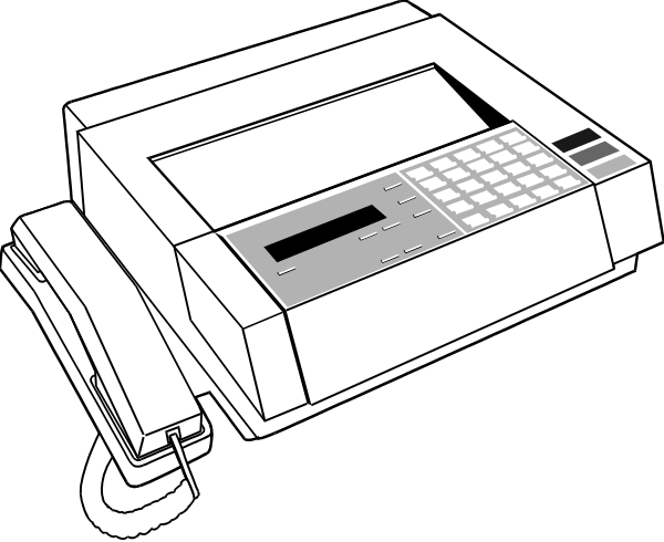 The black and white illustration shows a printer with paper coming out of it on top of what appears to be an office desk in front of which there is also another object that resembles a calculator or cash register, suggesting this could represent a workspace setting where printing documents might occur alongside financial transactions.