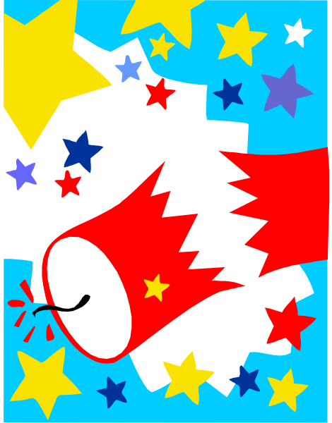 The image shows a colorful cartoon of an explosion with stars around it on top of what appears to be a blue background.