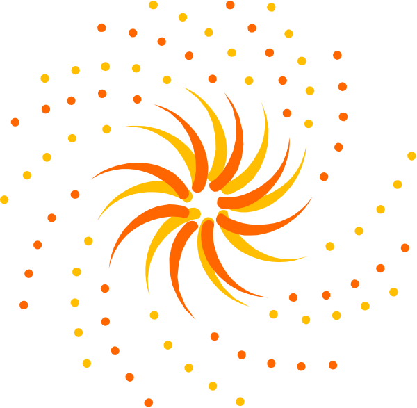 The image shows a black background with colorful fireworks exploding against it.