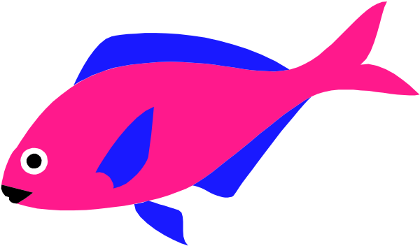The image shows a pink fish with blue fins swimming next to an orange coral reef underwater.