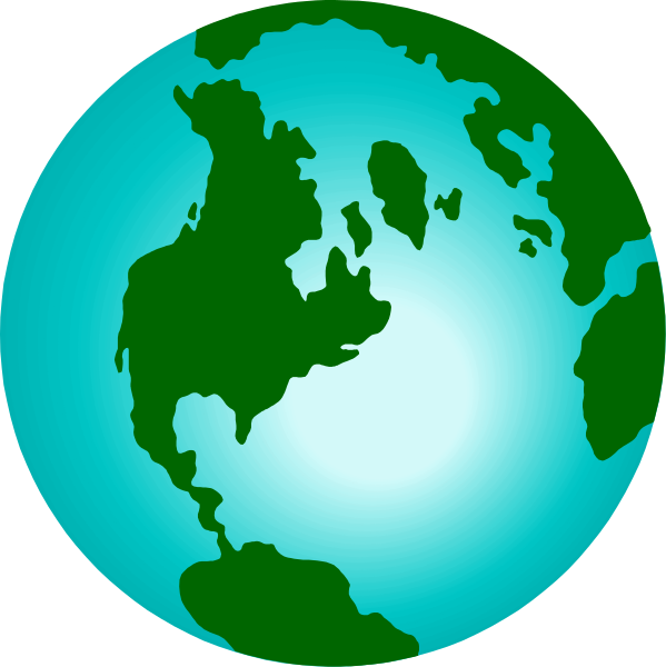 The image shows two circular graphics with a globe at their center; each graphic has concentric circles representing Earth's atmosphere layers in shades of blue to green from top to bottom, depicting ozone levels and air quality around different continents such as North America (USA), Europe, Africa, Asia, Australia/Oceania.
