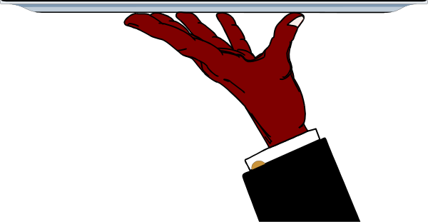 The image shows a red hand with fingers spread out against a black background.