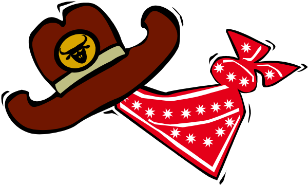 The image shows a cartoon depiction of an animated character wearing a red cowboy hat with yellow stars on it, holding what appears to be dynamite wrapped in bandanas tied together at both ends.