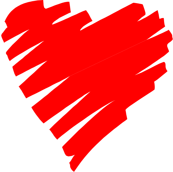 The image shows a red heart with white lines forming its shape against a black background.