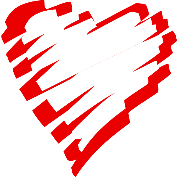 The image shows a heart shape with red lines that create an illusion of depth within it against a black background.