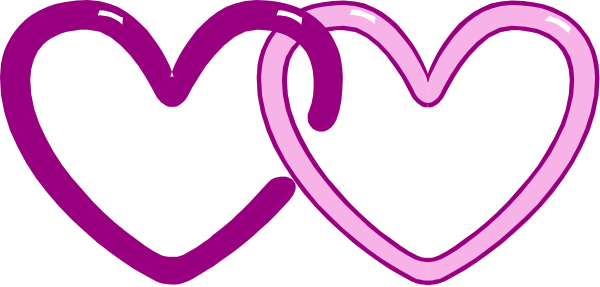 The image shows two purple heart shapes with a white outline next to each other on what appears to be a gray background.