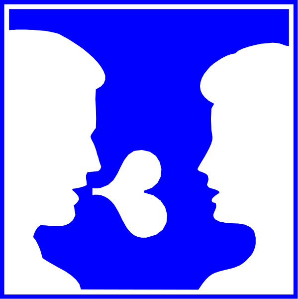 The image shows two silhouettes of human heads facing each other with a speech bubble between them containing an exclamation mark symbolizing surprise or emphasis on something important being said by one person to another.