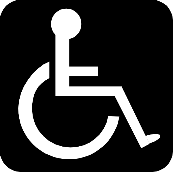 The image shows a black silhouette of an accessible parking sign with white text indicating that it is for handicapped individuals only.