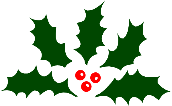 The image shows a holiday greeting card with Christmas decorations such as holly leaves, berries, mistletoe, red poinsettias in pots on either side of the frame, and snowflakes falling from above against a dark background that resembles night sky or space.