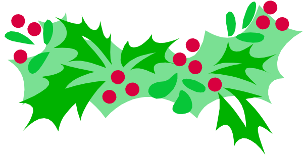 The image shows a festive holiday wreath with red berries and green holly leaves on it against a white background.