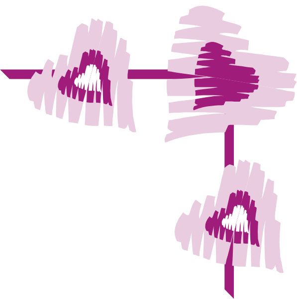 The image shows a purple heart with two smaller hearts on either side of it against a black background.