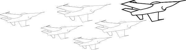 The image shows a black and white photo of an airplane flying through clouds with its landing gear down.