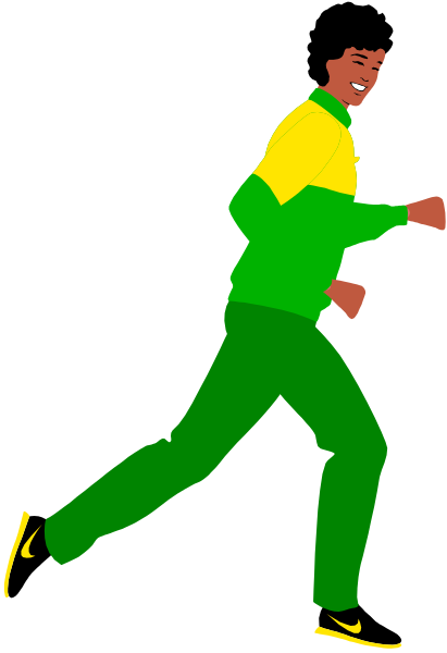 The image shows a black silhouette of an athlete running on what appears to be a track with no background details provided in this description.