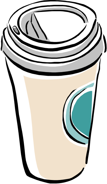The illustration shows a coffee cup with an open lid on top of it next to another closed beverage container that appears similar in design but is partially obscured by the first one; both cups have lids, and there's no visible text within them or around their rims.
