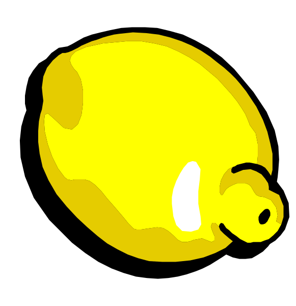 The image shows a cartoon of an angry yellow lemon with eyes closed against a black background.