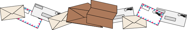 The image shows a row of colorful envelopes with various designs on them placed next to each other against an indistinct background.