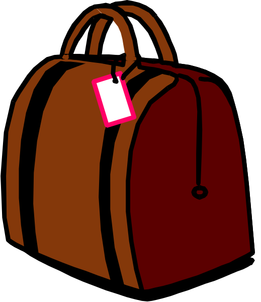 The image shows a red suitcase with black handles on top of it against an unidentified background.