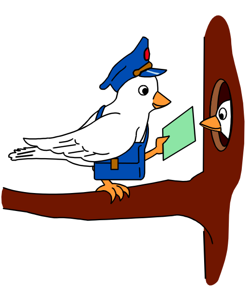 The illustration shows a cartoon bird sitting on top of an open book with its wings spread wide as if it's flying over pages filled with words; next to them is another character that resembles a police officer, also depicted in colorful style and holding what appears to be a magnifying glass.