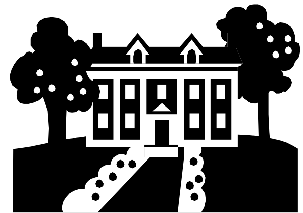 The black and white illustration shows a house with snow falling around it at nighttime.